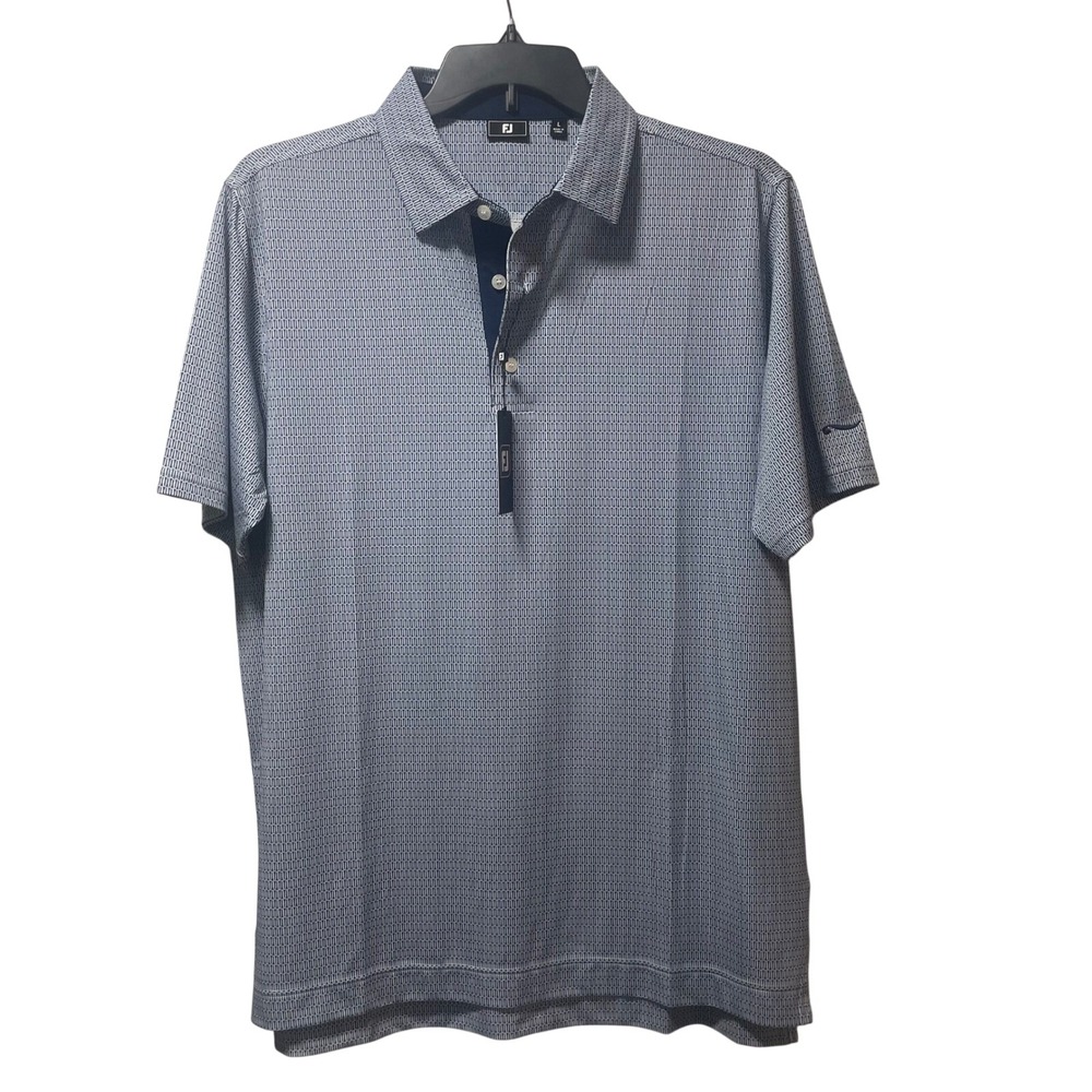 FootJoy‎ Mens ProDry Performance Golf Polo Navy White Tee Print 35168 Large NWT